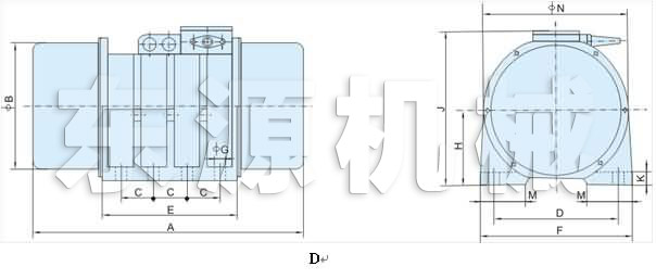 XVM-A振動電機外形及安裝尺寸D